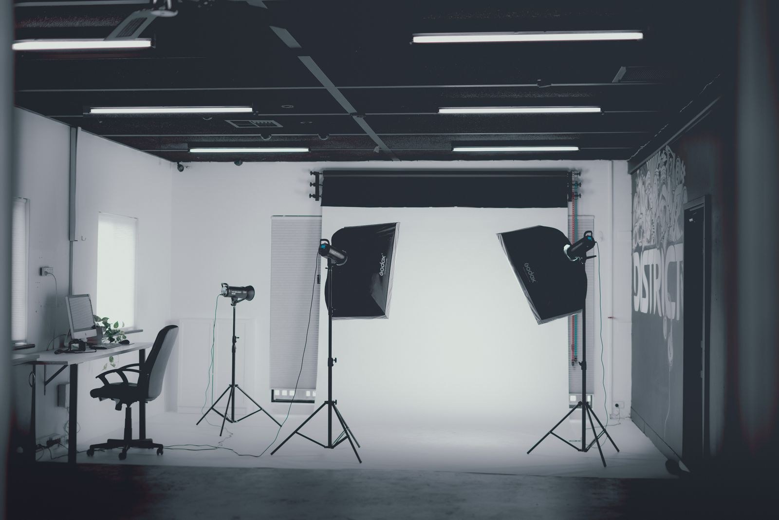 Studio lighting setup during a session